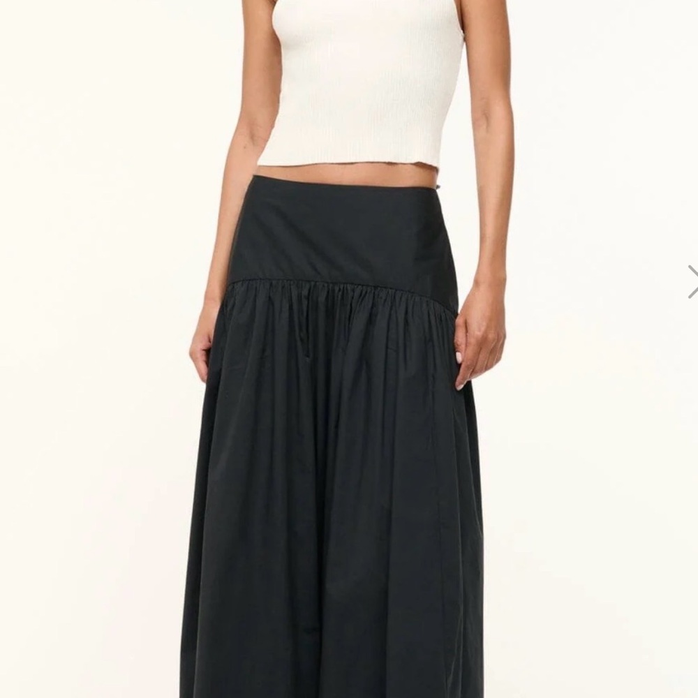 STAUD Black Gathered Maxi Skirt